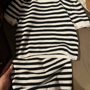 Zara Monochrome Striped Knit Ensemble